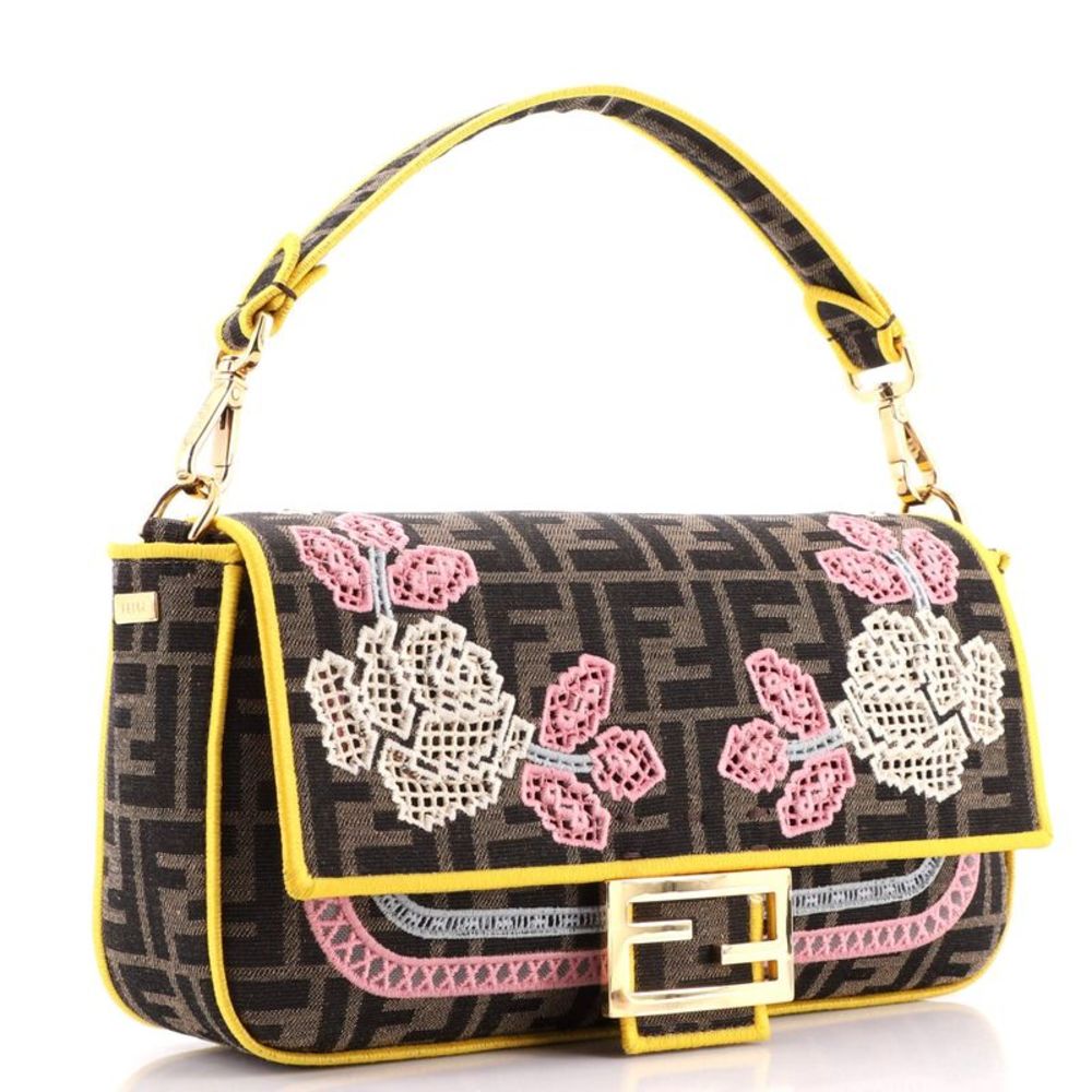 Fendi Baguette NM Bag Embroidered Zucca Canvas Medium Brown, Print - Picture 2 of 6